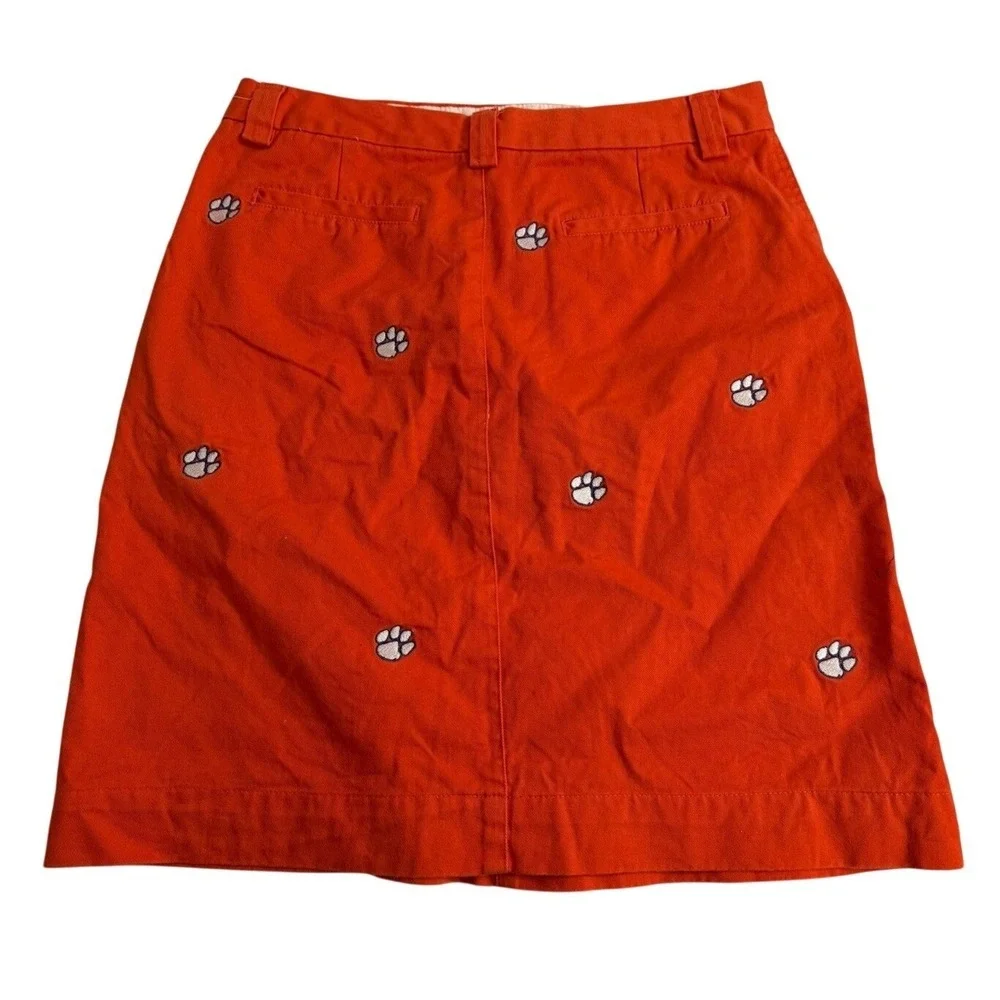 Campus Chinos Clemson Orange Paw Print Embroidered Chino‎ Skirt Women's Size 10